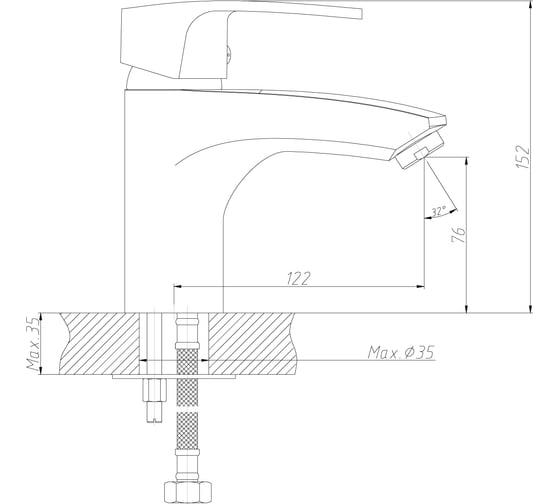 Одноручный смеситель для умывальника и биде Decoroom монолитный DR67015
