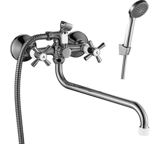 Смеситель для ванны Decoroom двуручный, универсальный  DR46045-White