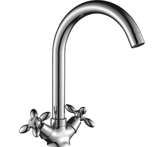 Смеситель для кухни Decoroom двуручный, с высоким поворотным изливом DR48028