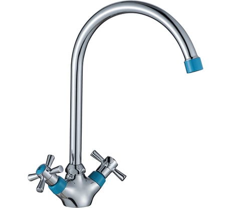 Смеситель для кухни Decoroom Blue двуручный, с высоким поворотным изливом DR46028-Blue