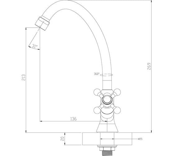 Кран Decoroom для холодной воды DR49010