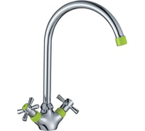 Смеситель для кухни Decoroom двуручный, с высоким поворотным изливом DR46028-Green