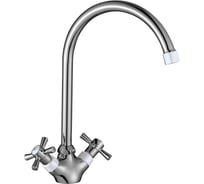 Смеситель для кухни Decoroom двуручный, с высоким поворотным изливом DR46028-White