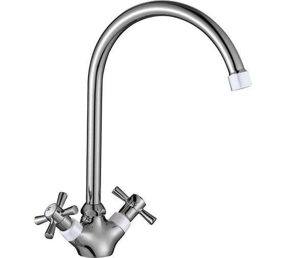 Смеситель для кухни Decoroom двуручный, с высоким поворотным изливом DR46028-White