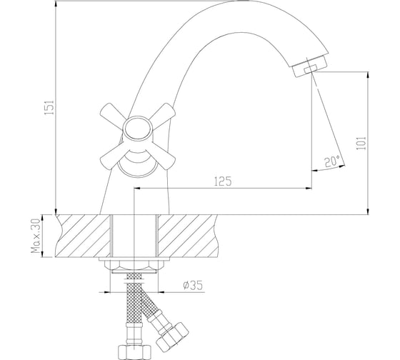 Смеситель для умывальника Decoroom двуручный, монолитный DR46011-White