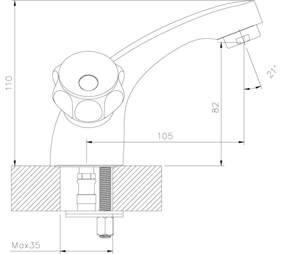 Смеситель для умывальника Decoroom двуручный, монолитный DR45011R