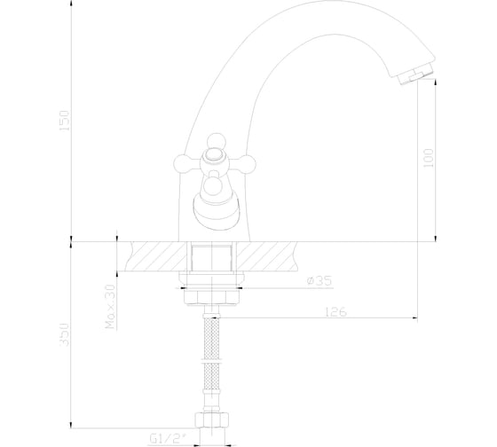 Смеситель для умывальника Decoroom двуручный, монолитный DR49011