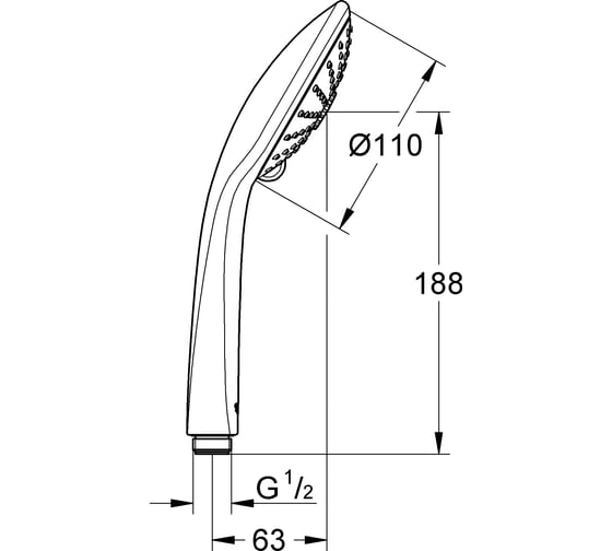 Ручной душ GROHE Euphoria 110 Massage, 3 вида струи, белая душевая поверхность 27221001
