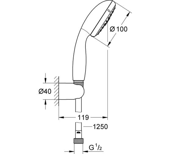 Душевой набор GROHE New Tempesta II 9,5 л/мин 27799001