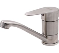 Смеситель РемоКолор нержавеющая сталь, однорычажный, для мойки, гайка, картридж 40мм, гусак 15 см 67-0-783