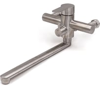 Смеситель для ванны РемоКолор нержавеющая сталь, однорычажный, лейка, шланг, настенный, керамический картридж 35 мм 67-0-784