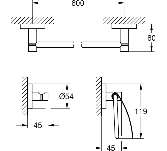 Набор аксессуаров GROHE Essentials 3 предмета 40775001