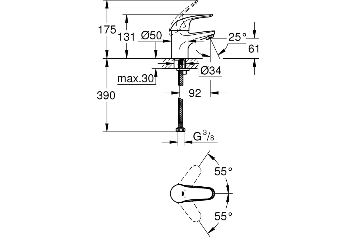 Смеситель для раковины GROHE Euroeco 32734000 - выгодная цена, отзывы ...