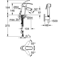 Однорычажный смеситель для раковины grohe bauedge longlife 35 мм размер s 23757000