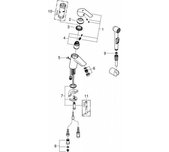 Однорычажный смеситель для раковины GROHE Eurosmart 2015 SilkMove 35 мм, размер S 23124002