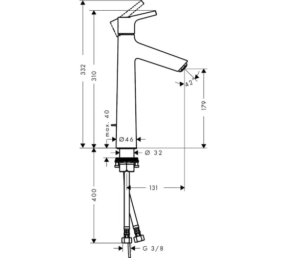Смеситель для раковины HANSGROHE Talis S 190 мм 72031000 00000044185
