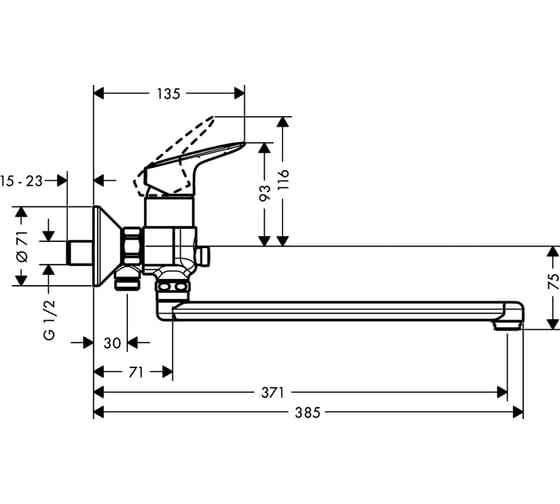 Смеситель для ванны HANSGROHE Logis длинный излив 71402000 00000047893
