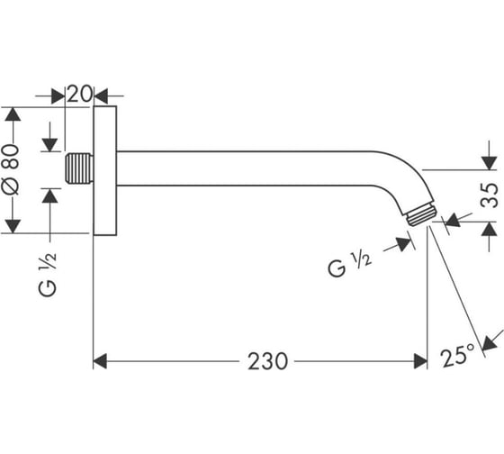 Держатель душа 230 мм HANSGROHE 27412000 00000007709