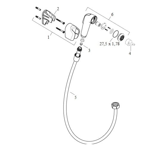 Гигиенический душ HANSGROHE ручной со шлангом 160 см и держателем 32122000 00000034403