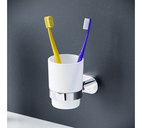 Стеклянный стакан с настенным держателем, хром AM.PM A7434300