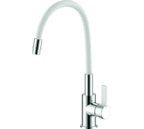 Смеситель для кухни ARGOTECH KLIO, хром/белый, пластичный излив, d-35 41006