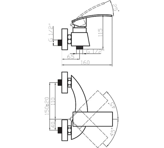 Смеситель для душа ARGO ALFA, d-35 29383