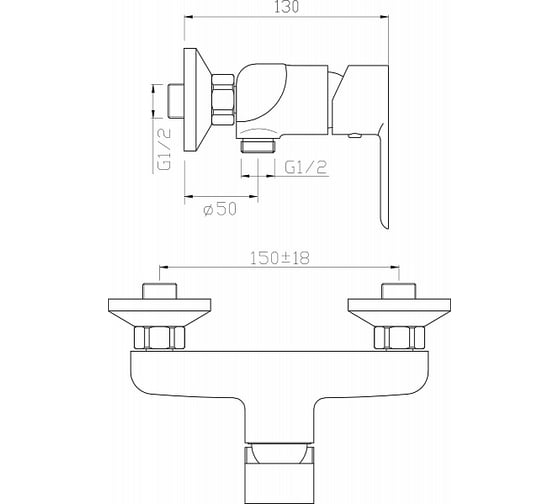 Смеситель для душа ARGO TECH OLIMP, хром/черный, d-35 35789
