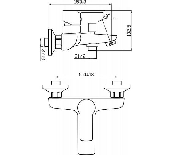 Смеситель для ванны ARGO OLIMP, d-35 35763