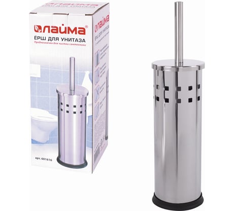 Ерш для унитаза с подставкой ЛАЙМА нержавеющая сталь, зеркальный, 601616