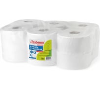 Туалетная бумага ЛЮБАША 200 м, отбелённая, КОМПЛЕКТ 12 штук, УНИВЕРСАЛ, 124546