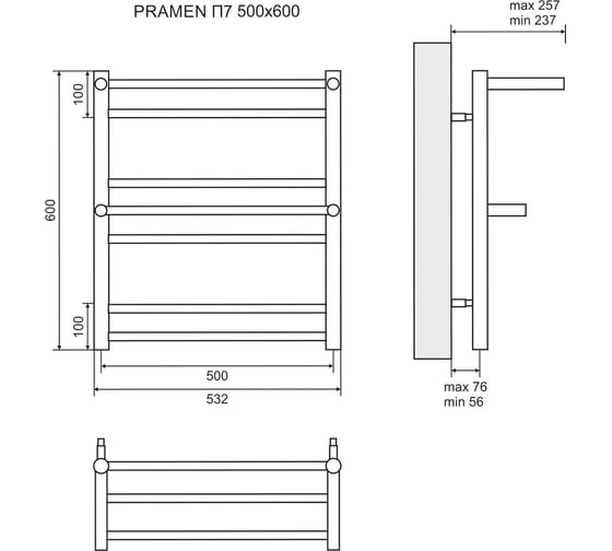Электрический полотенцесушитель Lemark Pramen 500x600 LM33607E