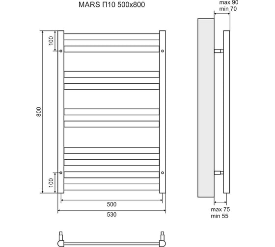 Водяной полотенцесушитель Lemark Mars 500x800 LM35810