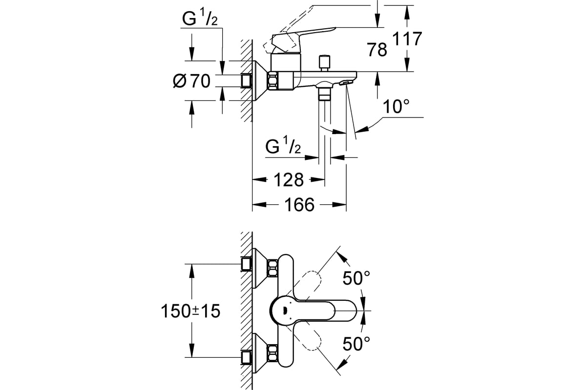 Смеситель для ванны GROHE BauEdge 23334000 - выгодная цена, отзывы ...