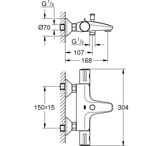 Термостат для ванны GROHE GRT 800 1/2" 34567000