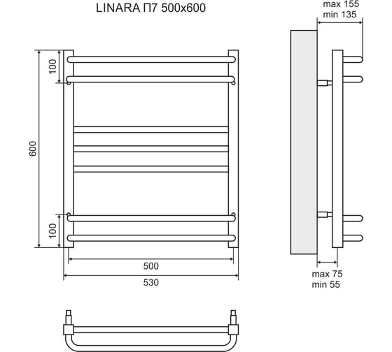 Электрический полотенцесушитель Lemark Linara 500x600 LM04607E