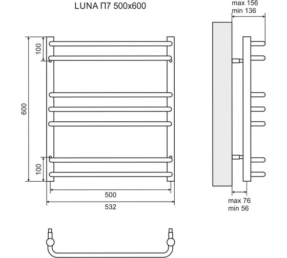 Электрический полотенцесушитель Lemark Luna 500x600 LM41607E