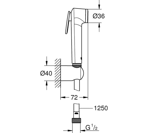 Душевой набор с гигиеническим душем GROHE Tempesta-F 1250, белый 27812IL1