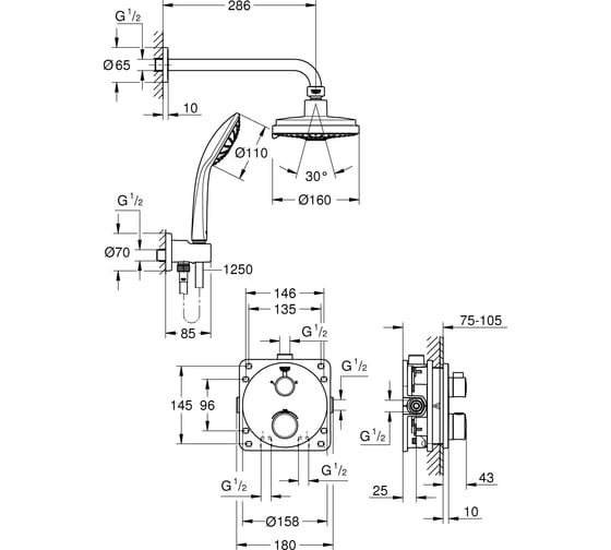 Набор для комплектации душа GROHE Grohtherm 34735000