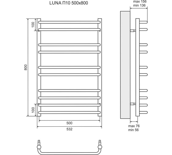 Электрический полотенцесушитель Lemark Luna 500x800 LM41810E