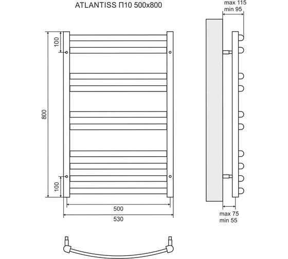 Электрический полотенцесушитель Lemark Atlantiss LM32810RE