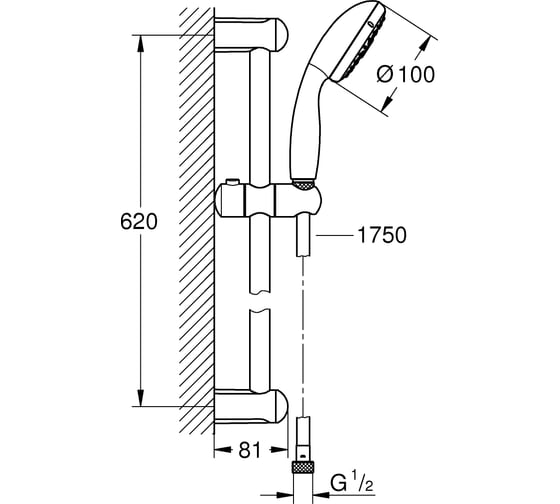 Душевой гарнитур GROHE Tempesta New IV, 600мм 27795001