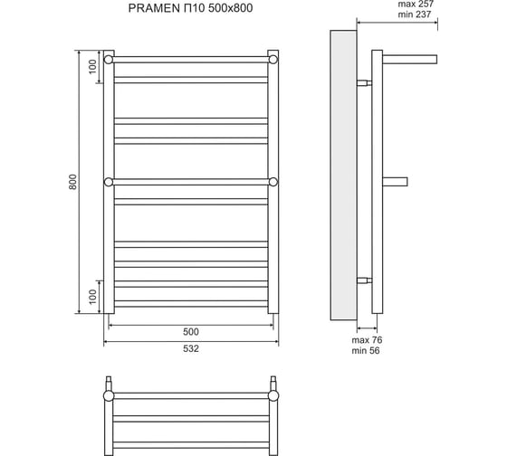Водяной полотенцесушитель Lemark Pramen 500x800 LM33810