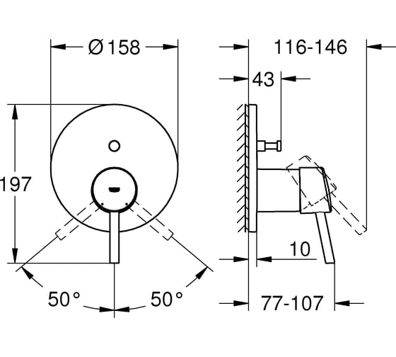 Однорычажный смеситель для ванны GROHE Concetto для Rapido SmartBox 35600000 24054001