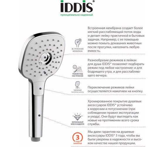 Лейка для душа IDDIS Sena SEN3F00i18