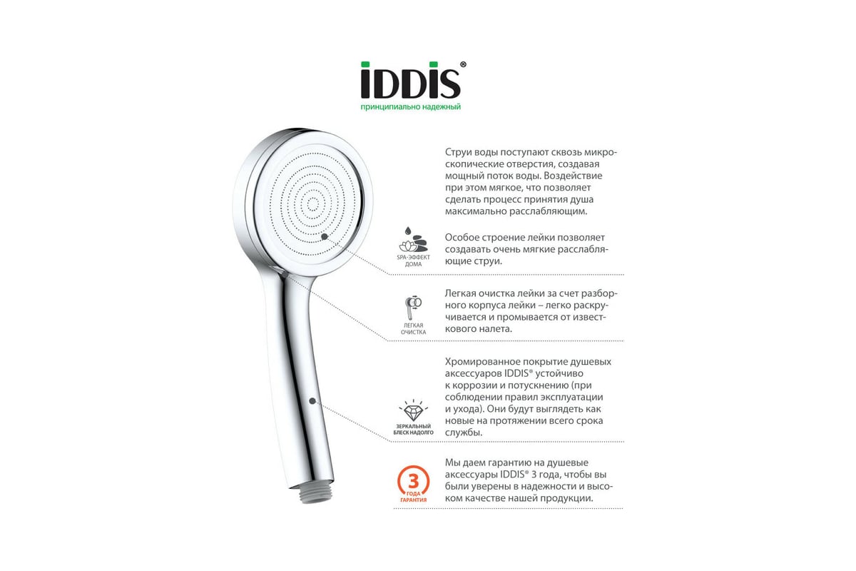 Лейка для душа IDDIS SpaHome SPA1F00i18