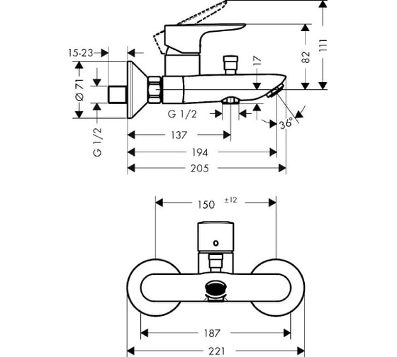 Смеситель для ванны HANSGROHE Talis E 71740140 00000071067