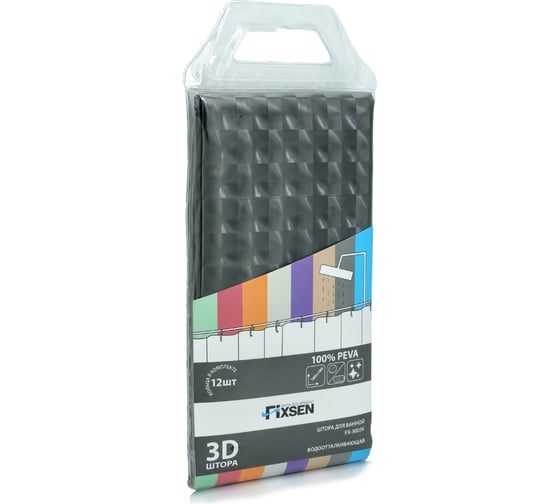 Шторка для ванной серая FIXSEN FX-3003K
