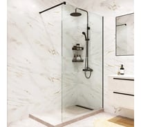 Душевая перегородка Bauedge BAU Stil Black 200x90 см прозрачное стекло, черный матовый профиль MV0001B
