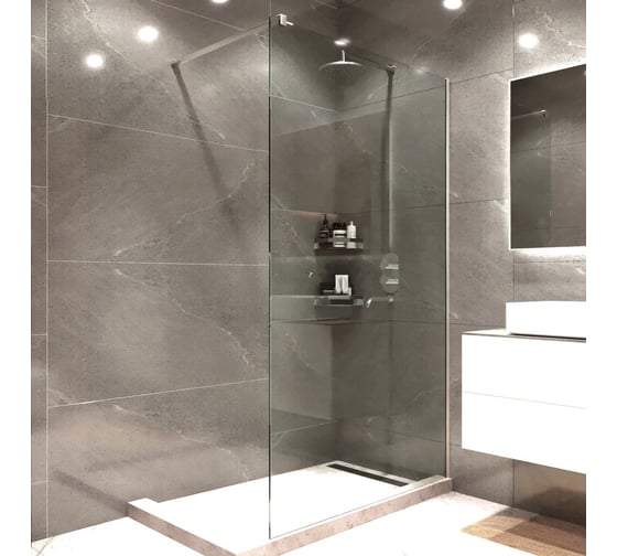 Душевая перегородка Bauedge BAU Stil 200x90 см прозрачное стекло, хромированный профиль MV0002