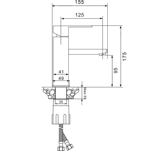 Смеситель для раковины Wesnaart kubus черный KUB13-210Black